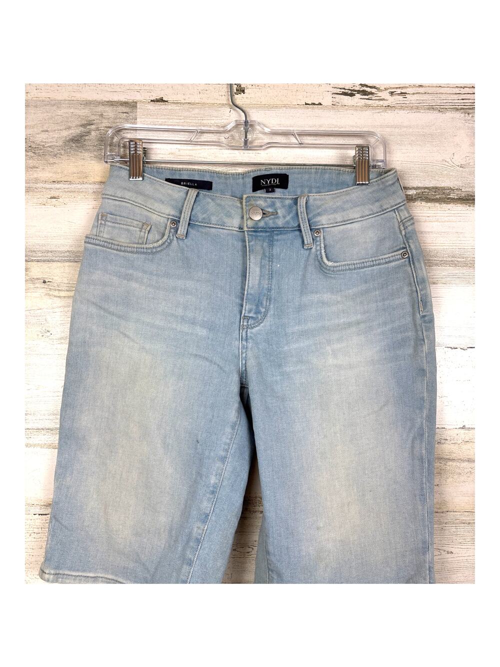 NYDJ Womens 2 Light Blue Briella 11" Rise Denim Roll Cuff Shorts NEW